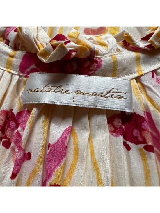 Natalie Martin Size L Pisces Yellow Sunrise Penny Floral Long Sleeve Blouse Top - Picture 10 of 15